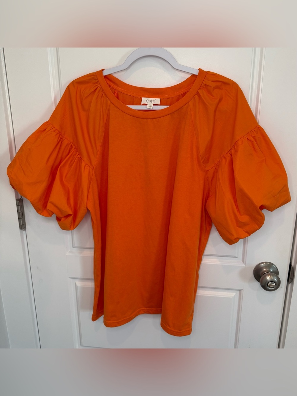 ODDY Orange Puff Sleeve Top T-shirt with Puff Sleeve Sz 1XL